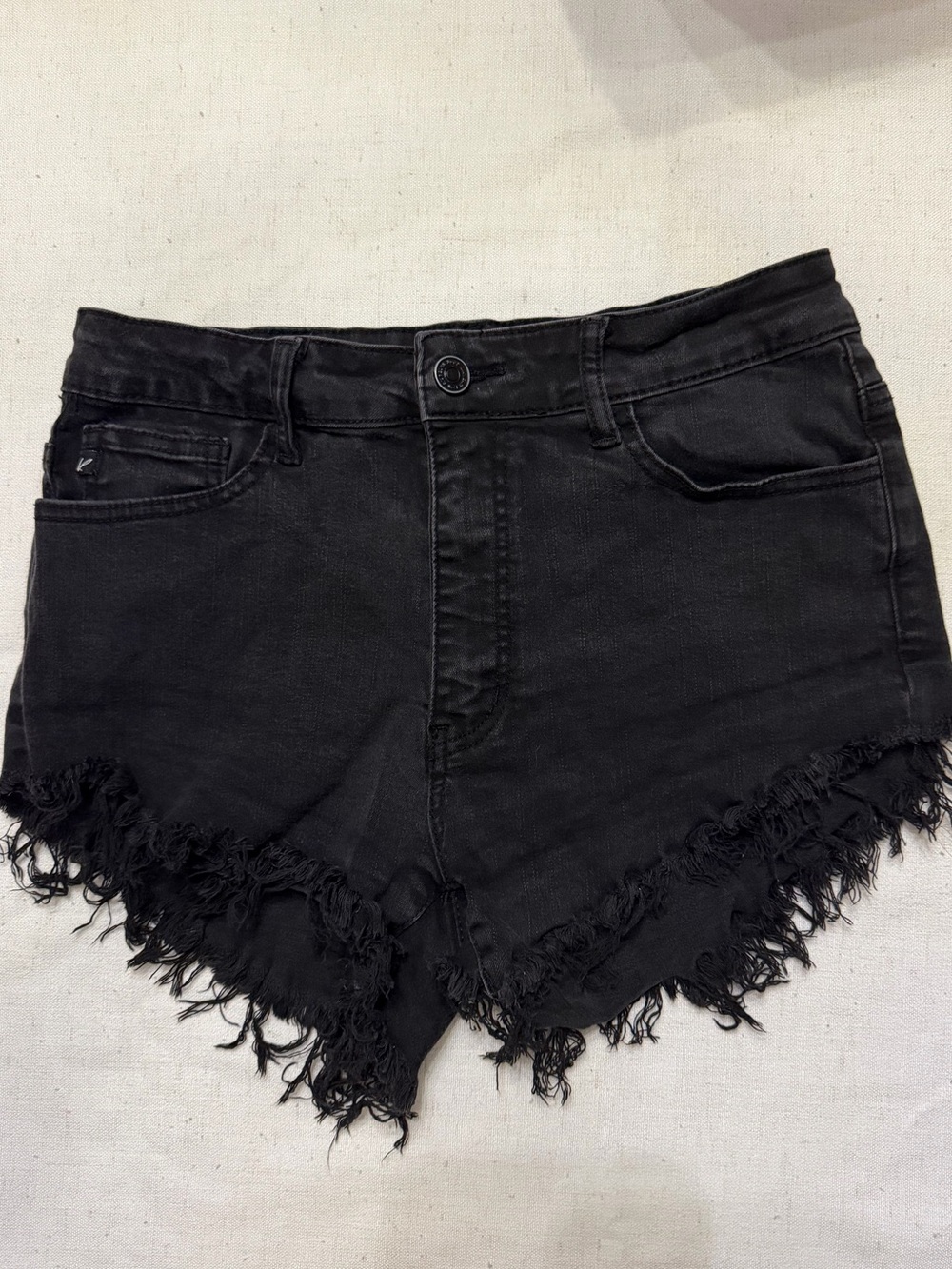 KanCan Black Frayed Hem Women's Denim Shorts